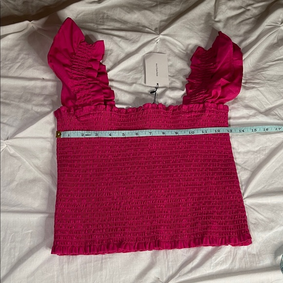 o.p.t. One Pretty Time NWT Ruffled Pink Strap and Square Smocked Top - Picture 8 of 8